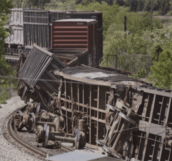 Derailed train